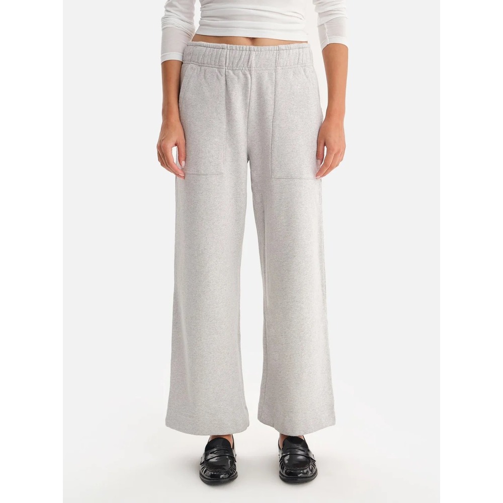 MATE the Label Wide Leg Fleece Pant XS Heather Grey Organic Cotton Lounge Luxury